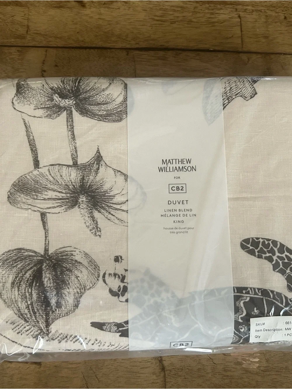 Matthew Williamson Beige and Black Safari Botanical Duvet Cover